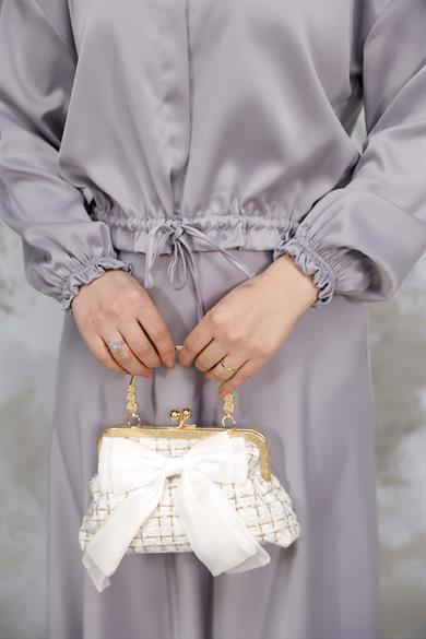 Kurdela Detaylı Omuz Çantası - Beyaz