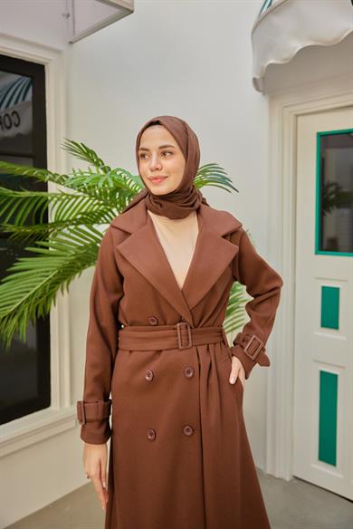 Belted Cashew Coat - Brown