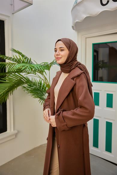 Belted Cashew Coat - Brown