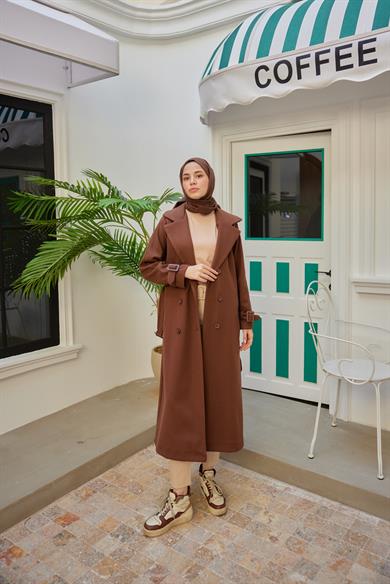 Belted Cashew Coat - Brown