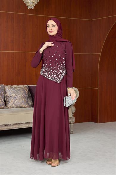 Lalezar Abiye - Bordo