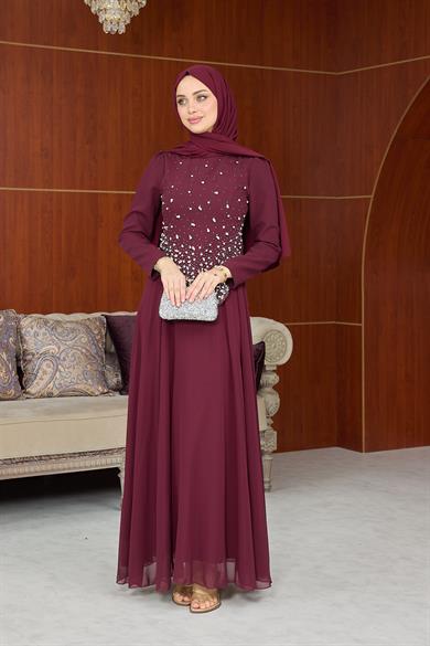 Lalezar Abiye - Bordo