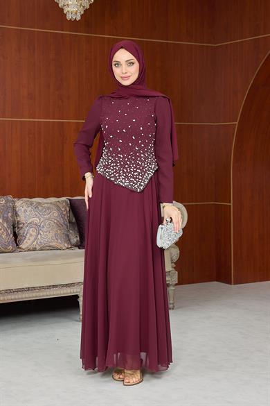 Lalezar Abiye - Bordo