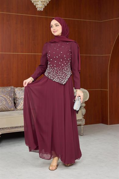 Lalezar Abiye - Bordo