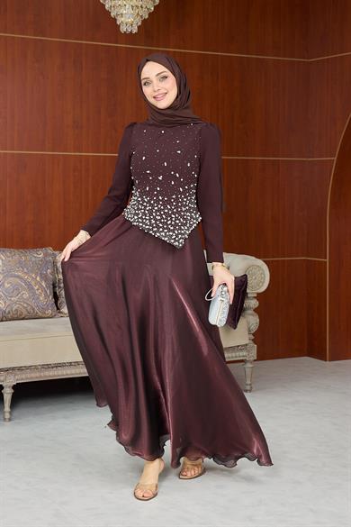 Lalezar Abiye - Kahverengi