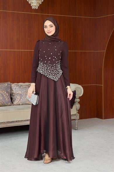 Lalezar Abiye - Kahverengi