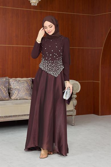 Lalezar Abiye - Kahverengi