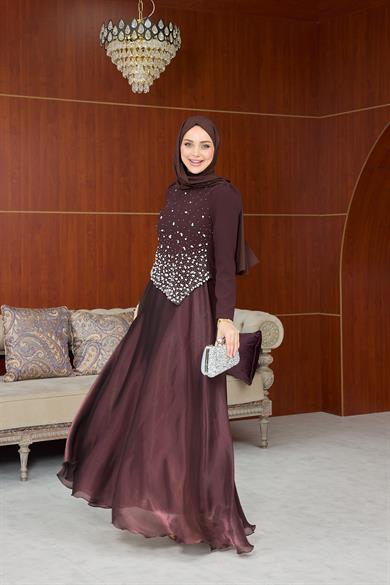 Lalezar Abiye - Kahverengi