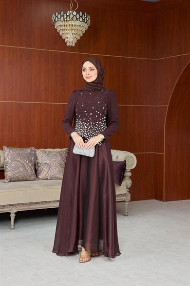 Lalezar Abiye - Kahverengi