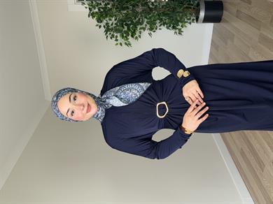 Lara Bel Toka Elbise - Lacivert