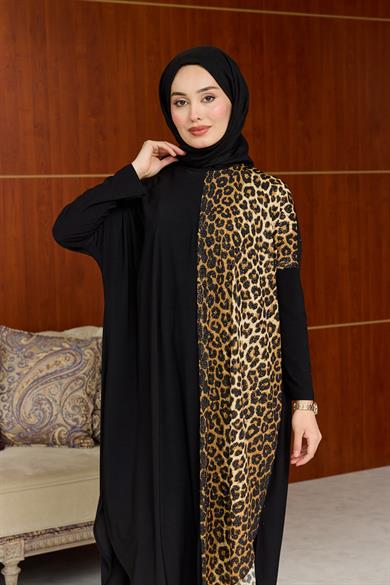 Leopar Detay Tunik - Siyah