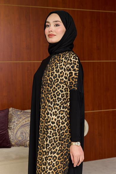 Leopar Detay Tunik - Siyah