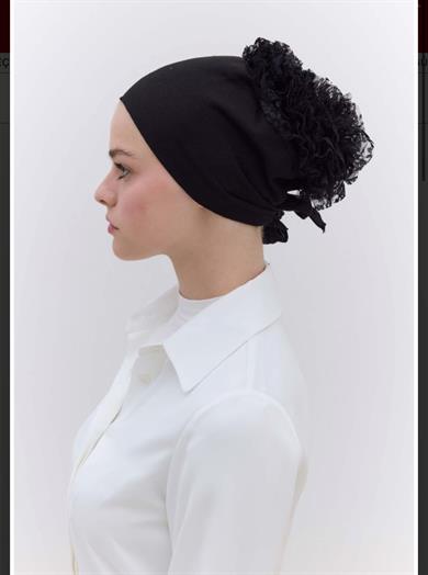 Likralı Topuz Bonesi - Siyah