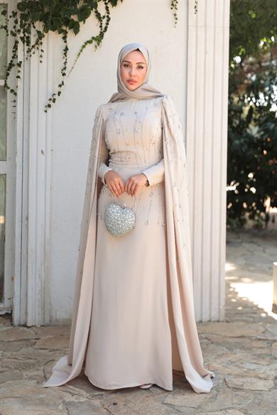 Lilyum Taş İşleme Abiye - Bej
