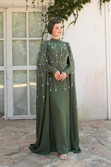 Lilyum Taş İşleme Abiye - Haki