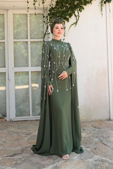 Lilyum Taş İşleme Abiye - Haki