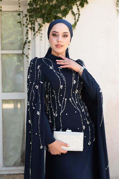 Lilyum Taş İşleme Abiye - Lacivert