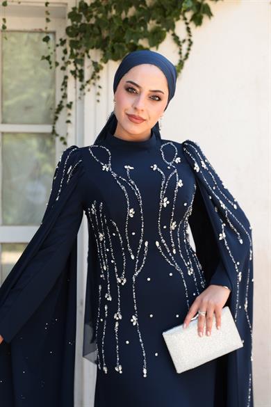 Lilyum Taş İşleme Abiye - Lacivert