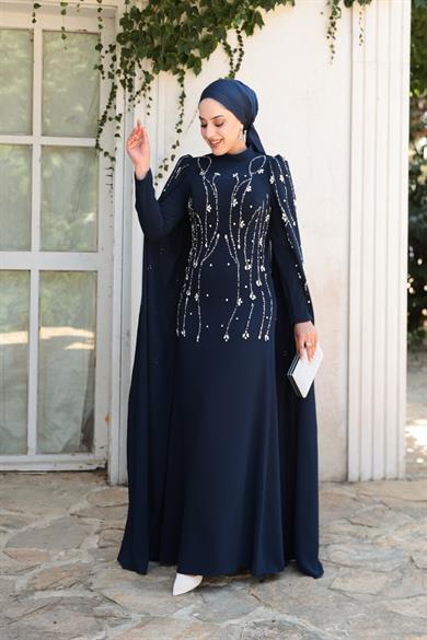 Lilyum Taş İşleme Abiye - Lacivert