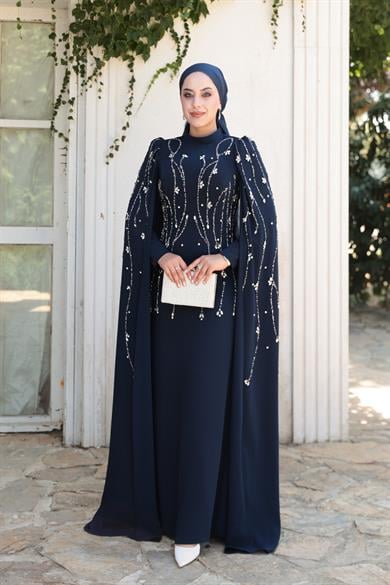 Lilyum Taş İşleme Abiye - Lacivert