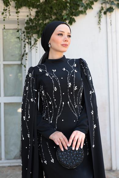 Lilyum Taş İşleme Abiye - Siyah