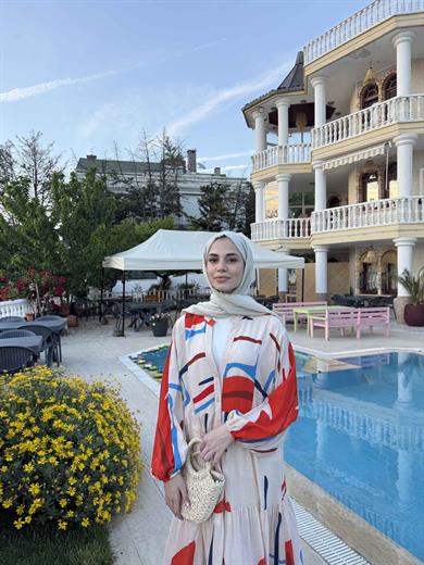 Mani Elbise - Turuncu-Ekru