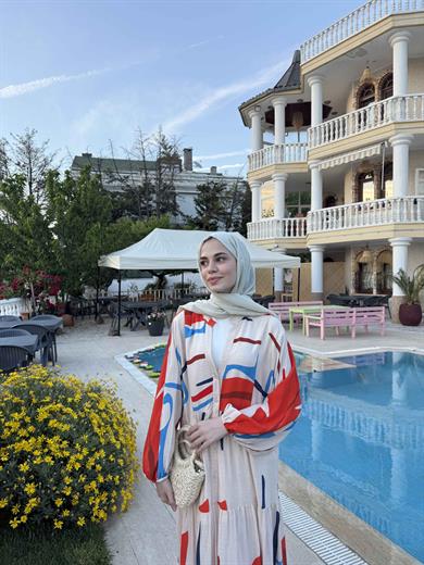 Mani Elbise - Turuncu-Ekru