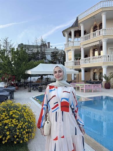 Mani Elbise - Turuncu-Ekru