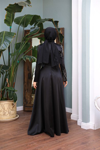 Matmazel Saten Abiye - Siyah