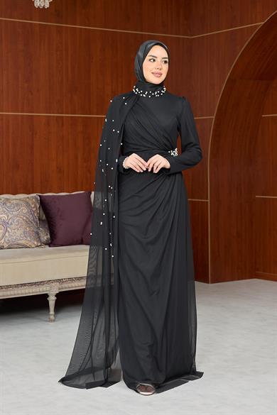 Melina Tasarım Taş İşleme Abiye - Siyah