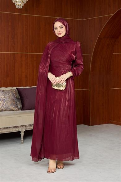 Melisa Pelerinli Abiye - Bordo