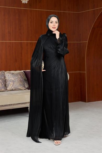 Melisa Pelerinli Abiye - Siyah