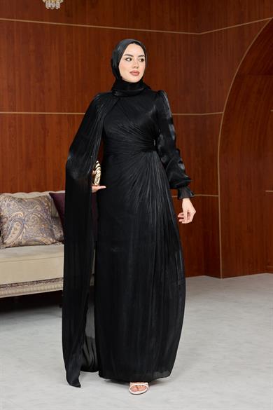Melisa Pelerinli Abiye - Siyah
