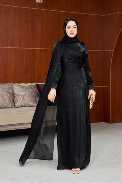 Melisa Pelerinli Abiye - Siyah