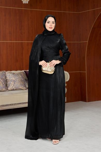 Melisa Pelerinli Abiye - Siyah