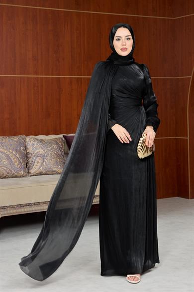Melisa Pelerinli Abiye - Siyah
