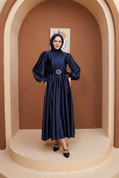 Meral Evening Dress - Navy Blue