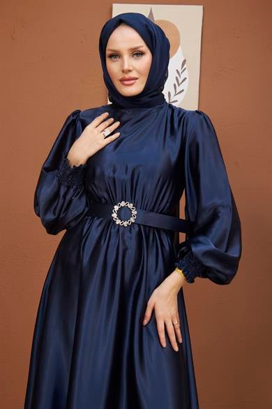 Meral Evening Dress - Navy Blue