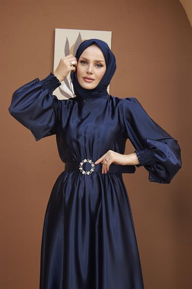 Meral Evening Dress - Navy Blue