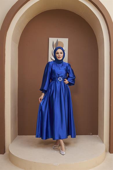 Meral Evening Dress - Saks Blue