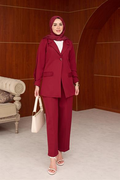Merina Pantolon Takım - Bordo