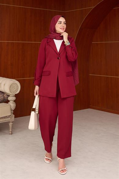 Merina Pantolon Takım - Bordo
