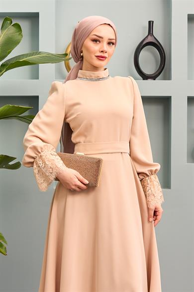 Merve Evening Dress - Beige