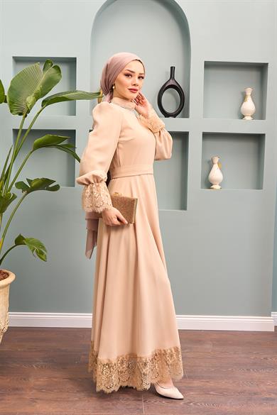 Merve Evening Dress - Beige