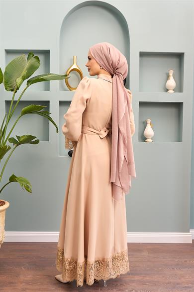 Merve Evening Dress - Beige