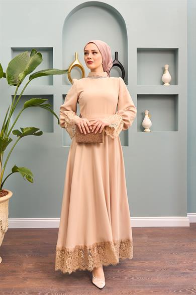 Merve Evening Dress - Beige