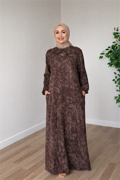 Meryem Desen Elbise - Kahverengi