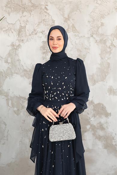 Mihri Taş İşleme Abiye - Lacivert