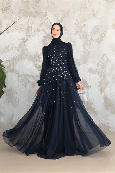 Mihri Taş İşleme Abiye - Lacivert