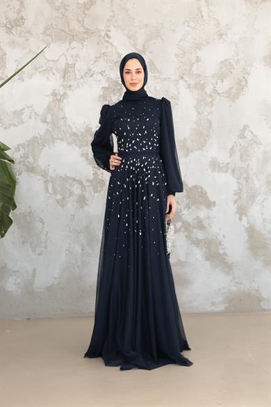 Mihri Taş İşleme Abiye - Lacivert